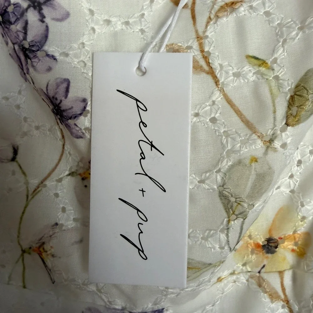 Petal & Pup Edith Floral Maxi Dress Feminine Cottagecore Eyelet Summer Large NWT - Picture 8 of 10